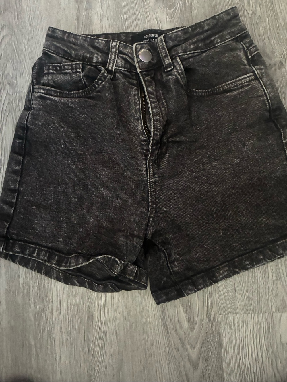 Cotton On Washed Black High-Rise Boyfriend Jean Shorts